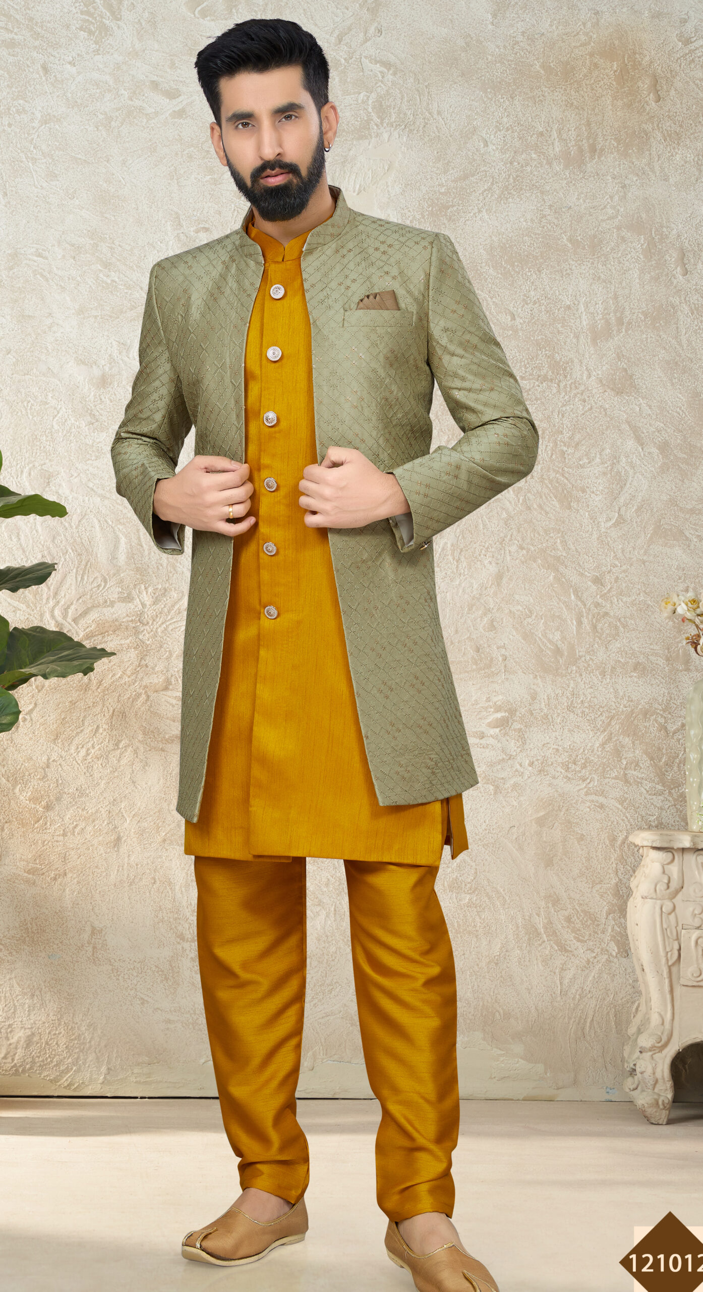 Trendy Mens Suit for Ring Ceremony Kurta Jecket Set scaled