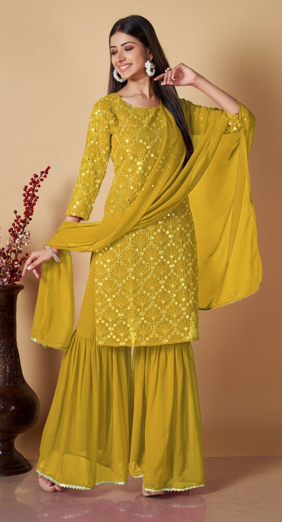 Yellow Sharara Suit for Haldi