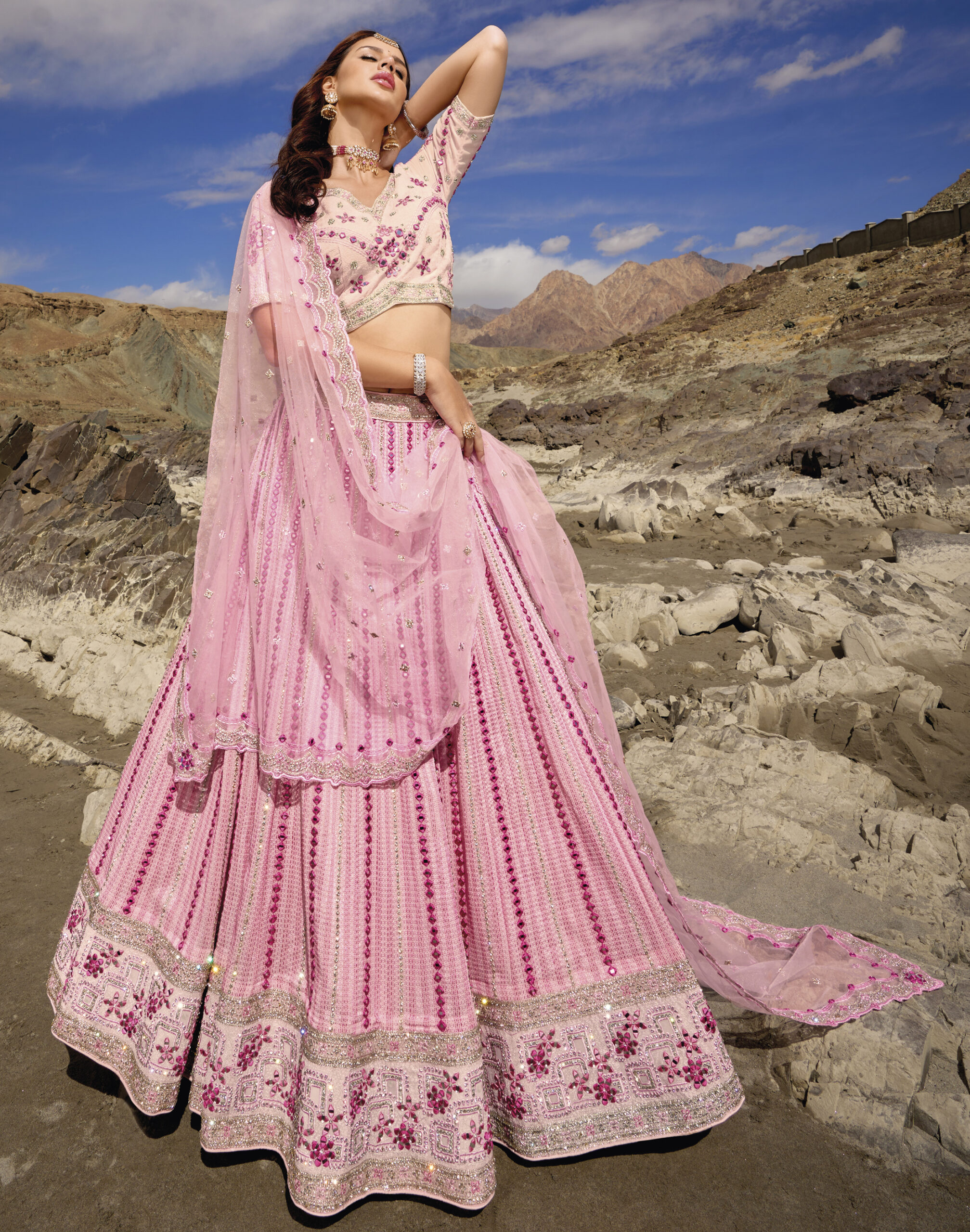 Nothing We Love More Than A Glimmering Mirrorwork Lehenga! | Pink bridal  lehenga, Latest bridal lehenga, Indian bridal outfits