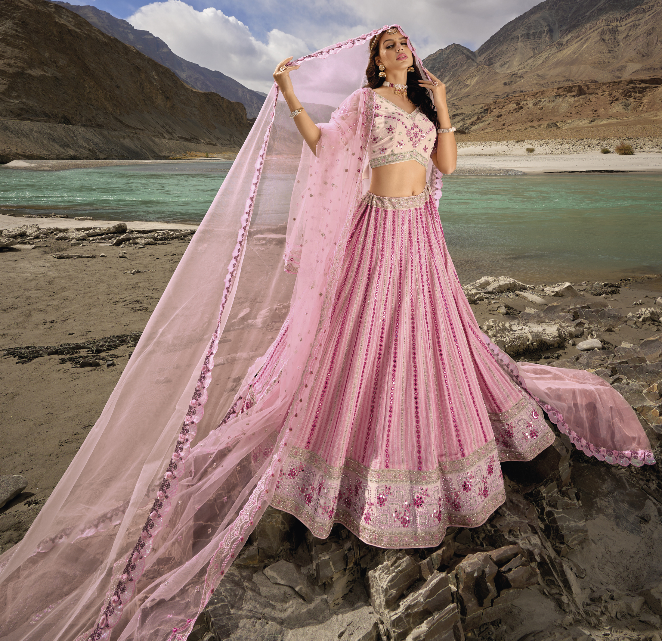 Pink Colour Silk Fabric Women Lehenga Choli.