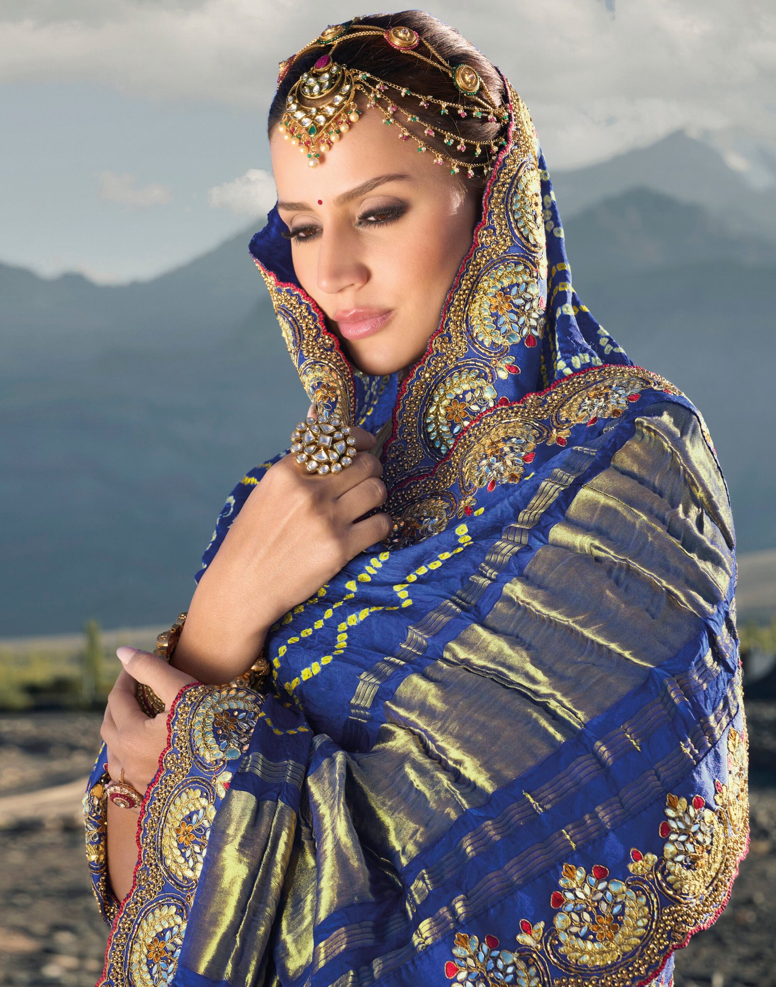 Buy Blue Bandhej Ajrakh Modal Silk Saree Online - House Of Elegance – House  Of Elegance - Style That Inspires