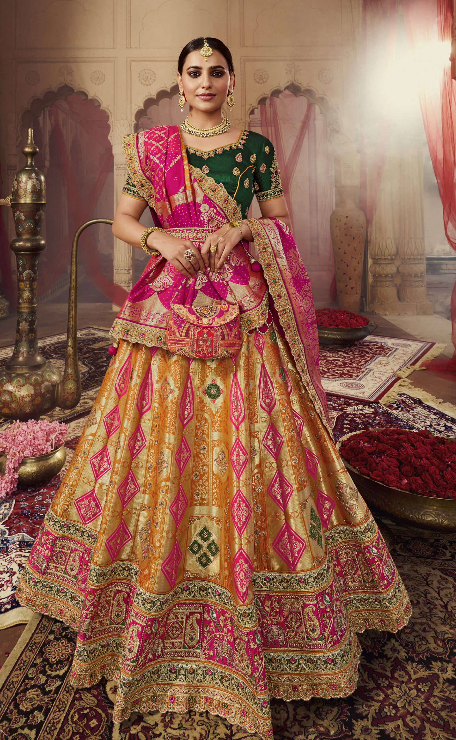 Multi Colour Silk Printed Readymade Lehenga : 89173 : Salwari -