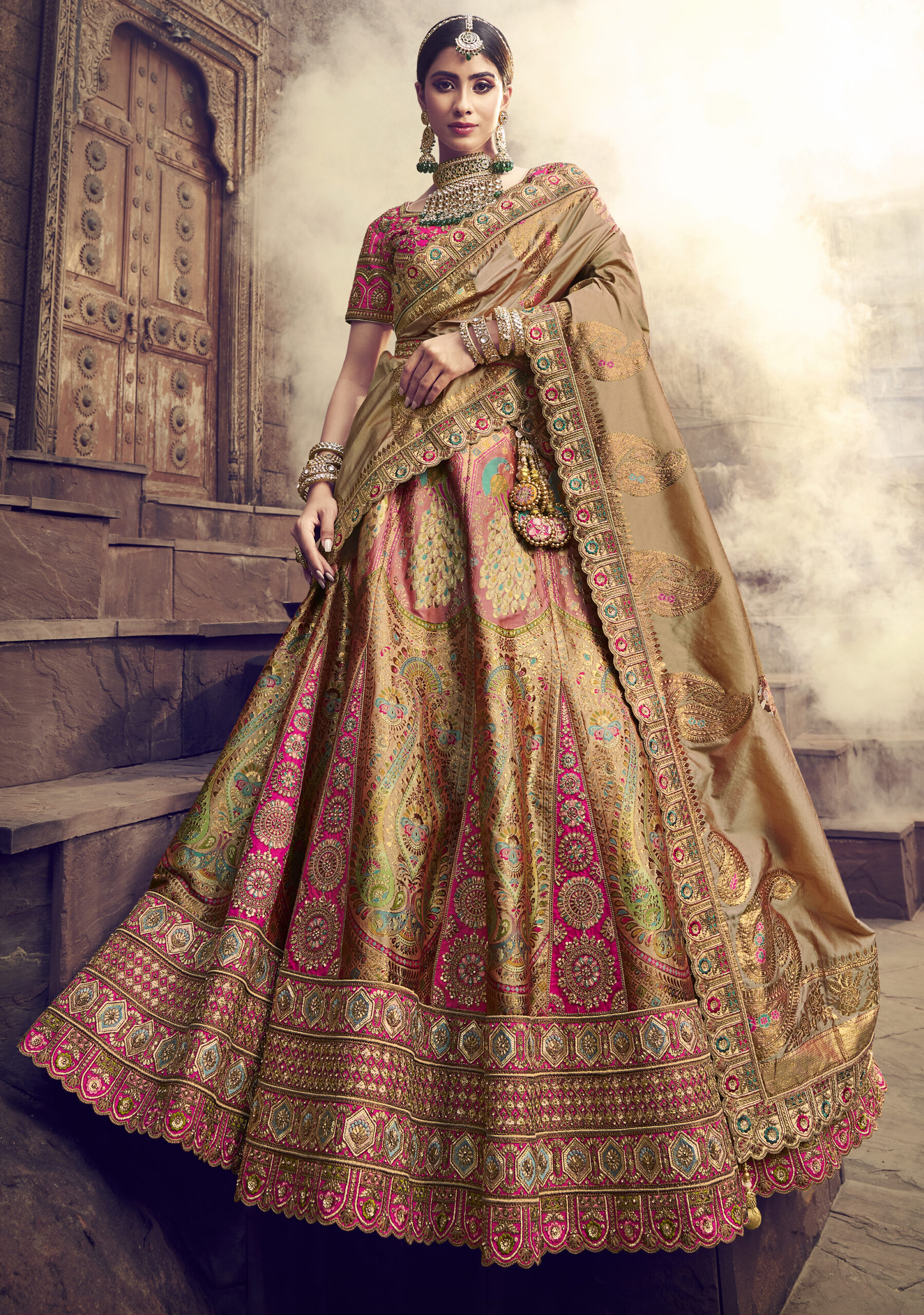 Yellow and Pink Heavy Designer Work Wedding Lehenga Choli - Indian Heavy  Anarkali Lehenga Gowns Sharara Sarees Pakistani Dresses in  USA/UK/Canada/UAE - IndiaBoulevard