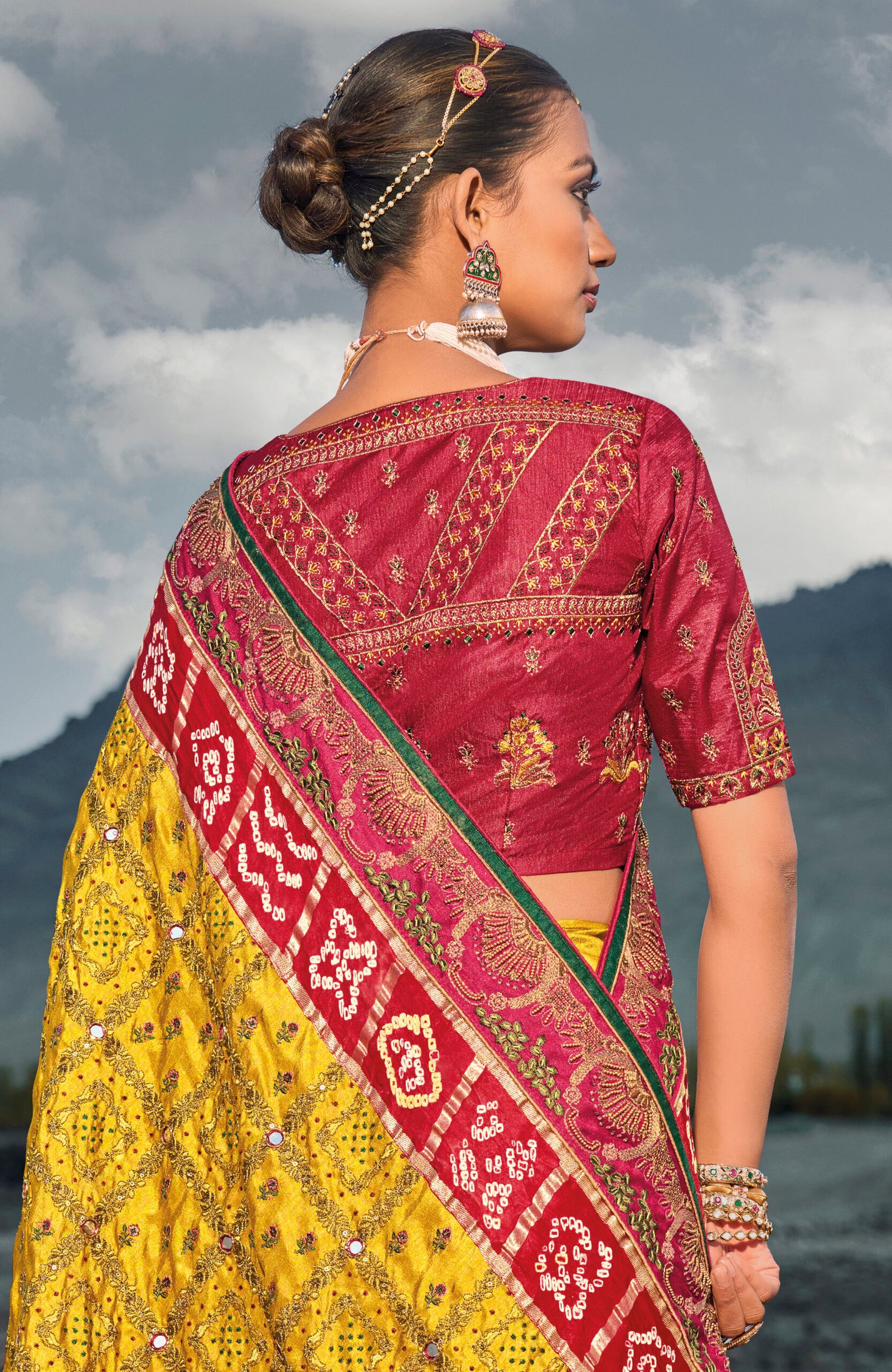 Shop Banarasi Silk Red Bridal Bandhani Saree Online India USA UK – Sunasa