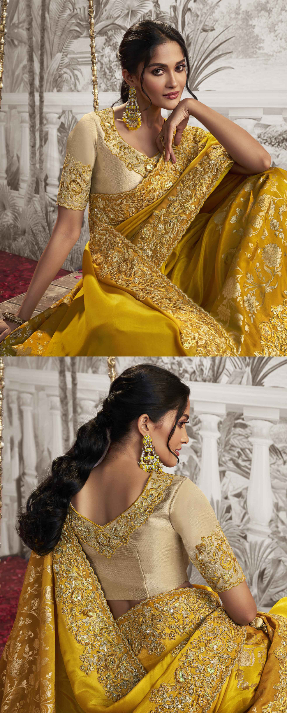 Bridal Heavy Saree Collection Haldi Saree Look Yellow Saree