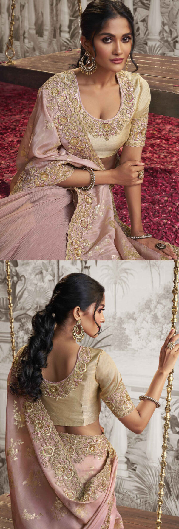 Bridal Heavy Saree Collection Baby Pink Saree for Wedding