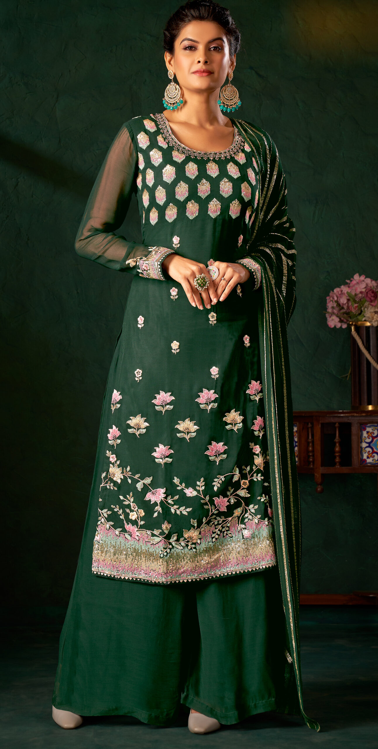 Punjabi Suit Design New Trend Designer Green Salwar Suits Heavy