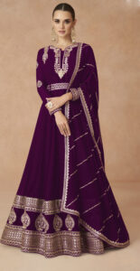 Anarkali Suit with Dupatta Party Wear Wine Colour