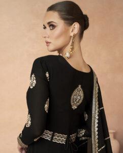Black Reception Dress Anarkali Gown for Party