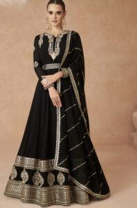 Black Reception Dress Anarkali Suit Reception Gown