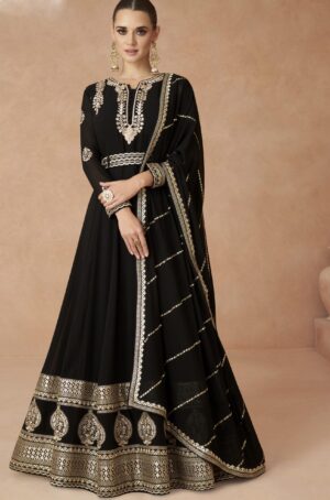 Black Reception Dress Anarkali Suit Reception Gown