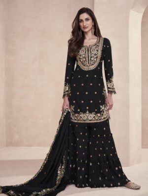 Black Sharara Gharara Suit Punjabi Salwar Suits