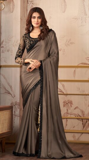 Designer Golden Saree with Black Desiger Blouse