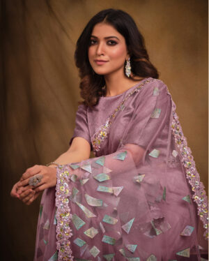 Designer Saree for Wedding Light Purple Saree Party Wear