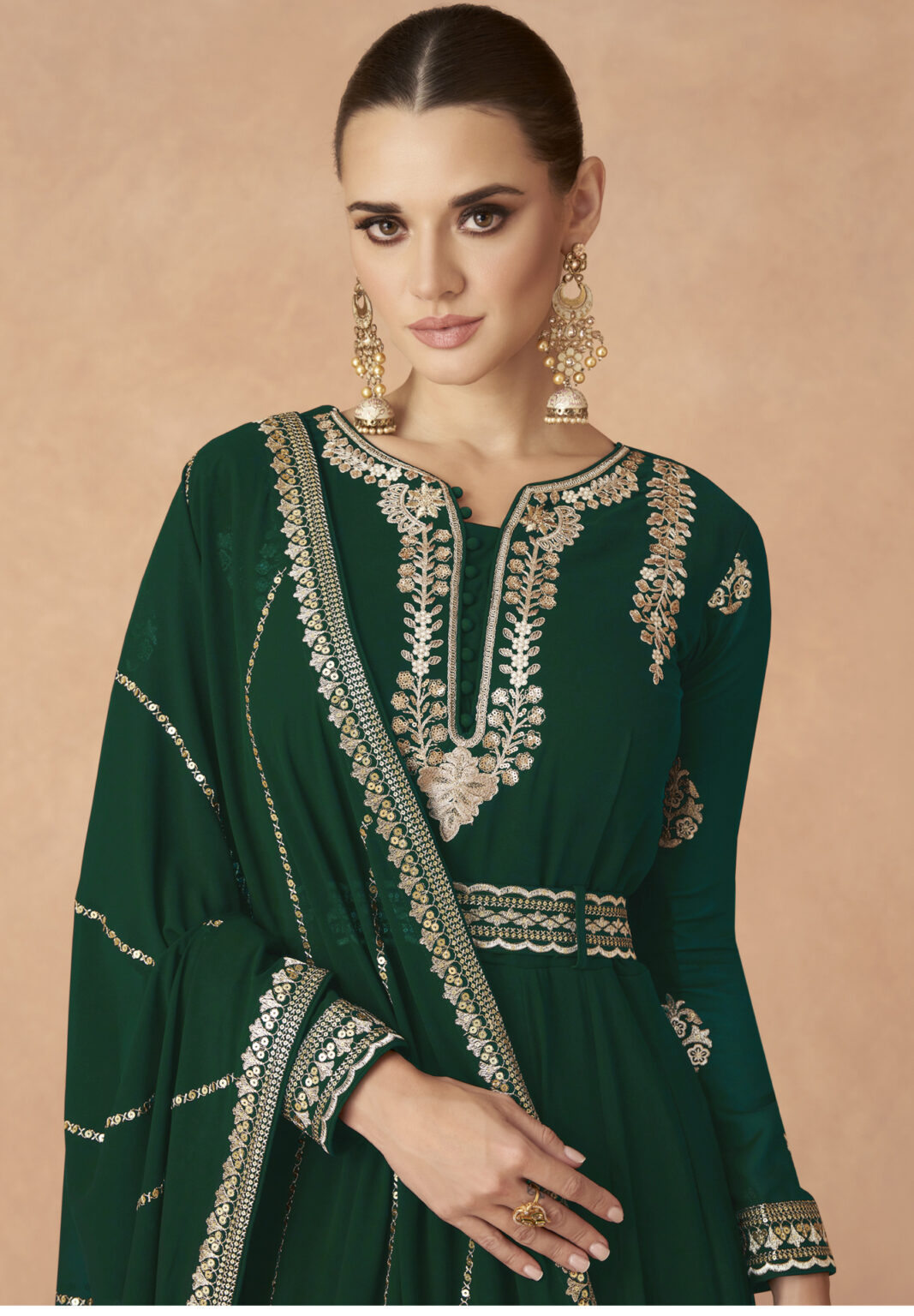 anarkali-gown-with-dupatta-for-wedding-in-green-shahi-fits
