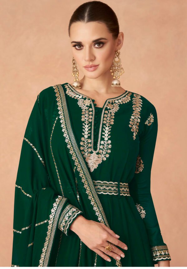 Anarkali Gown with Dupatta for Wedding in Green