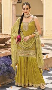 Haldi Ceremony Sharara Dress Yellow Outfits
