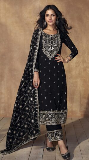 Heavy Embroidered Black Salwar Suit Punjabi Kurta Plazo Set