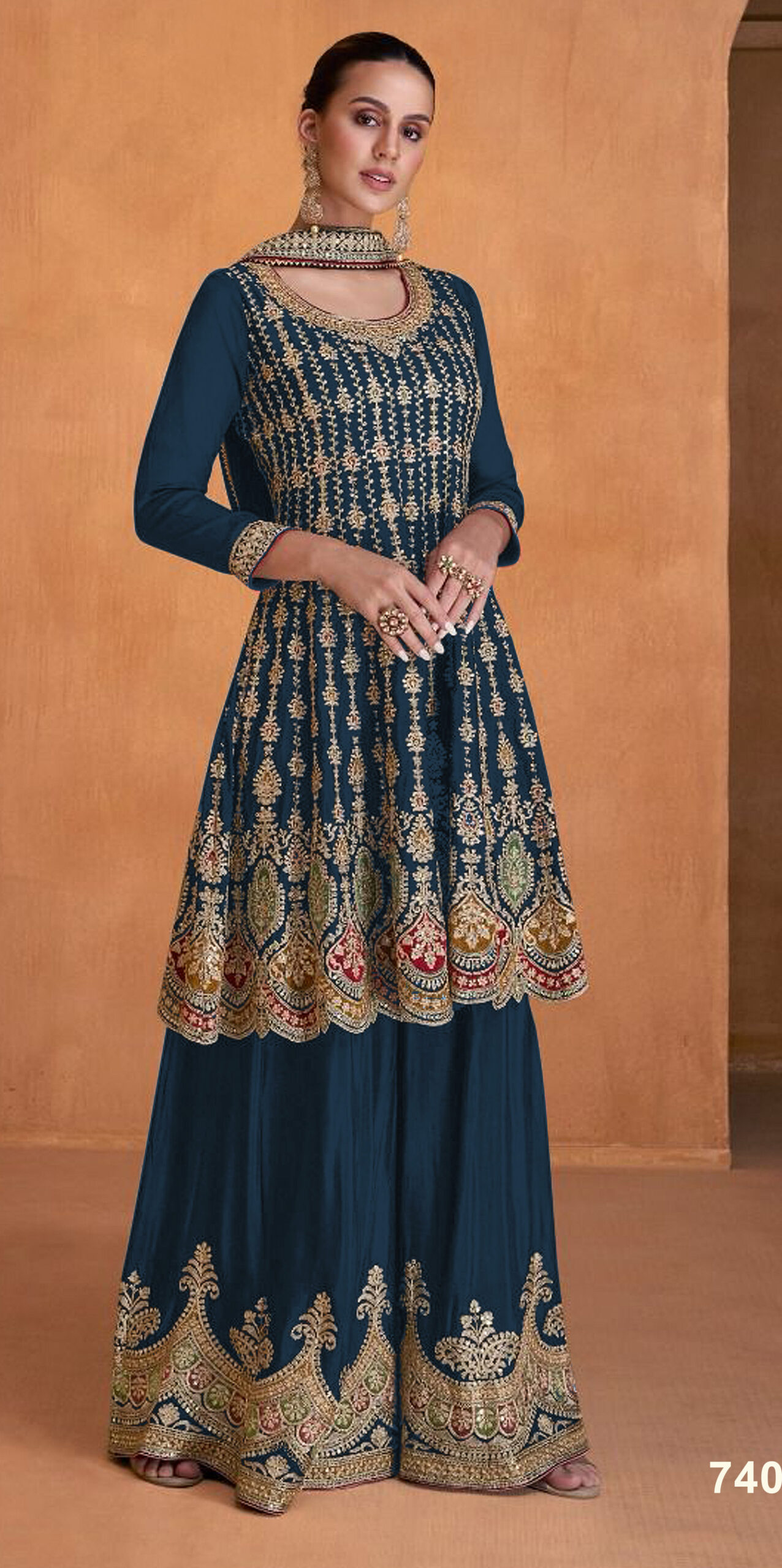 Buy Blue Pure Bandhani Embroidery Sequin Neck Blouse And Overlay Sharara  Set For Women by Neha Mehta Couture Online at Aza Fashions.