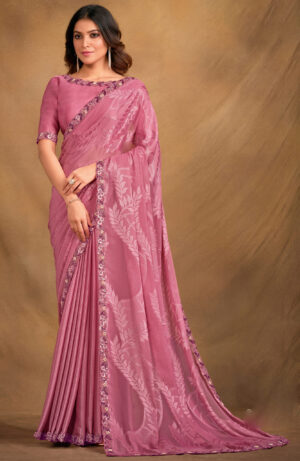 Latest Designer Party Wear Saree Sequin Georgette Film Jaquard