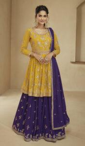 Lehenga Kurti for Wedding Party Yellow Outfits