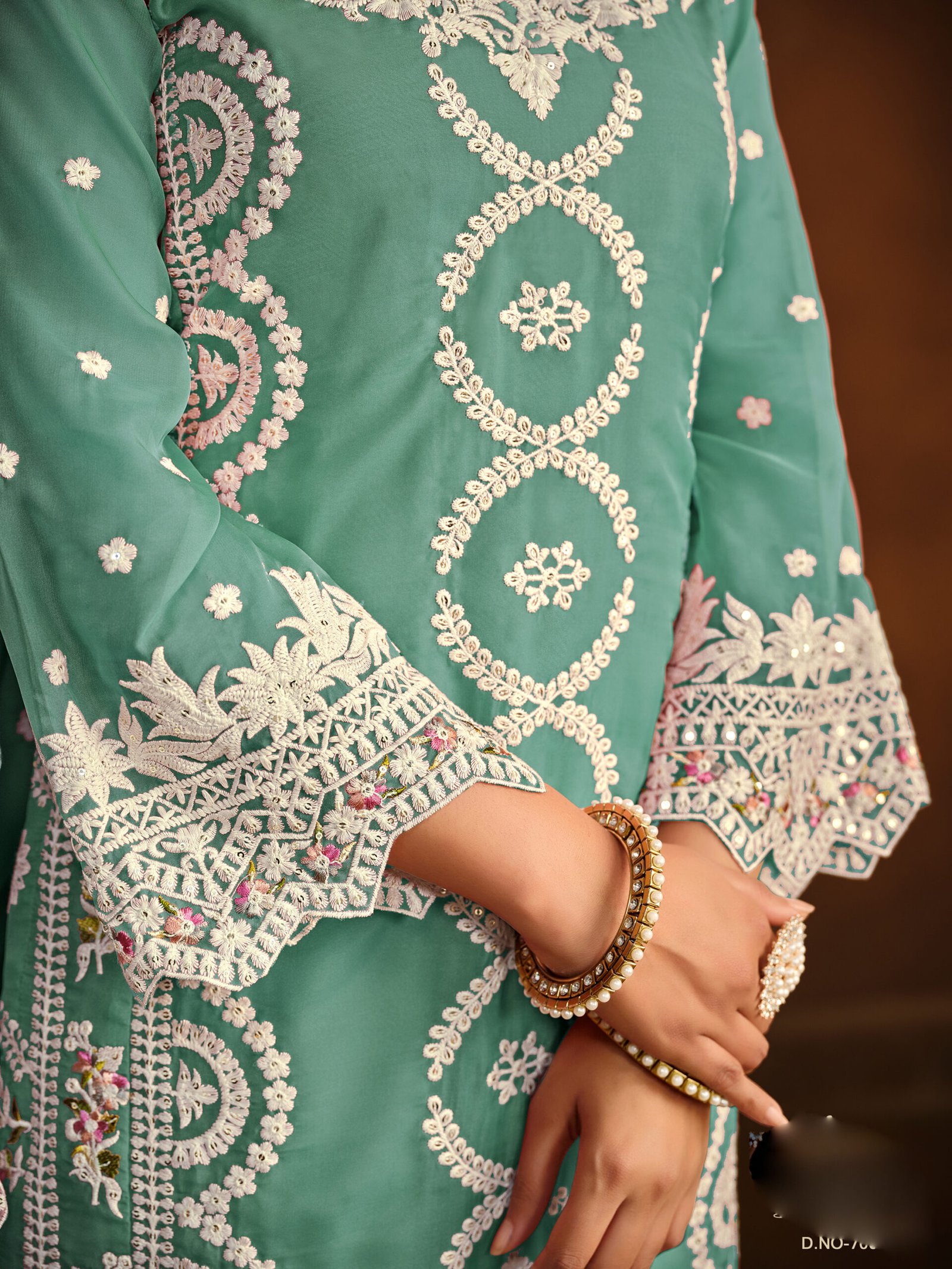 Light Green Designer Embroidered Party Wear Salwar Suit Palazo