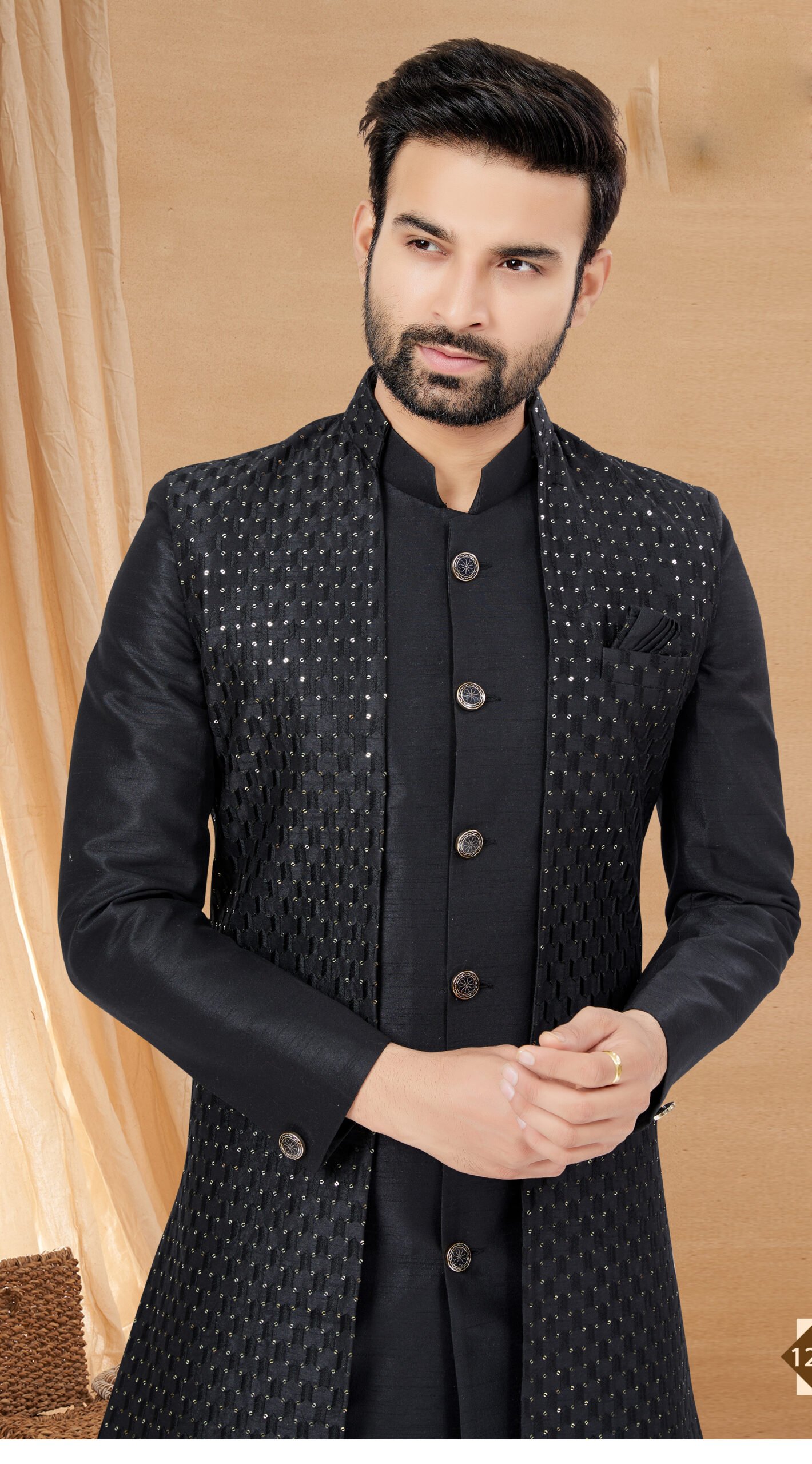 Readymade Black Kurta Pajama & Jacket 919MW14