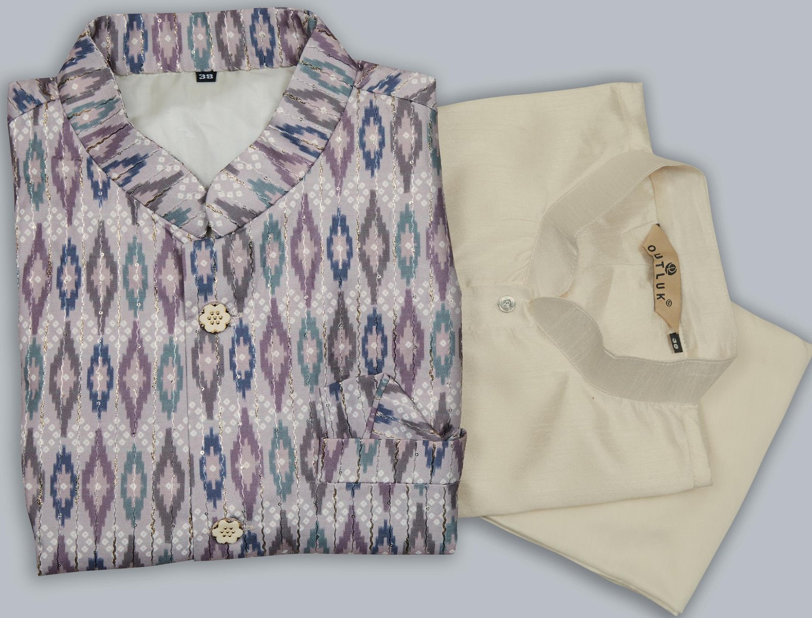 Nehru Jacket for Wedding Kurta Pajama Abstract Print jacket