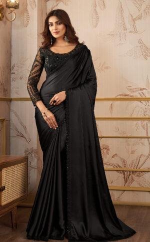 Party Wear Designer Black Saree with Designer Blouse