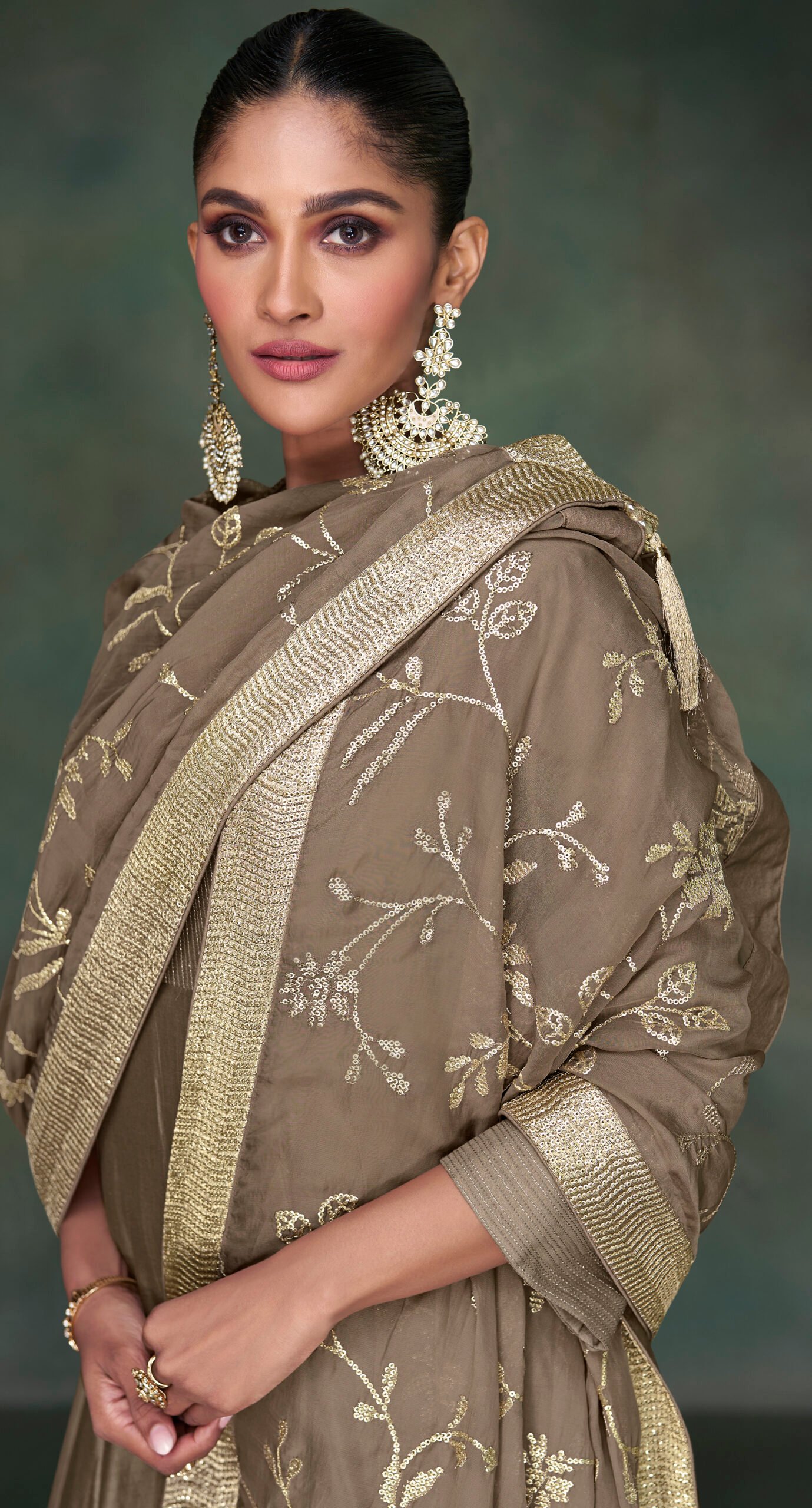Plain Salwar Suit with Heavy Dupatta in Grey Colour