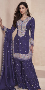 Royal Blue Punjabi Sharara Suits for Wedding in USA