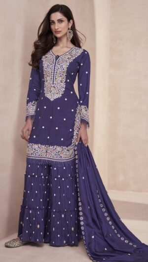 Royal Blue Punjabi Sharara Suits for Wedding