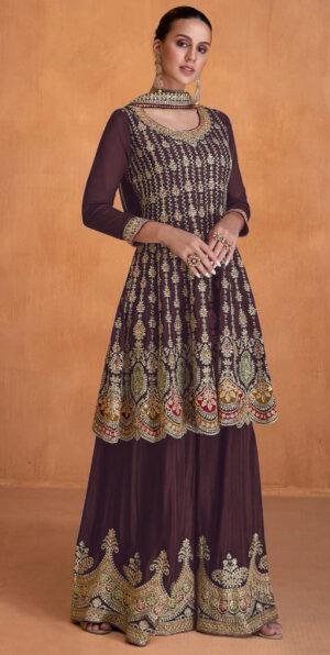 Sharara Lehenga for Wedding Coffee Color