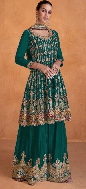 Sharara Lehenga for Wedding Green Colour