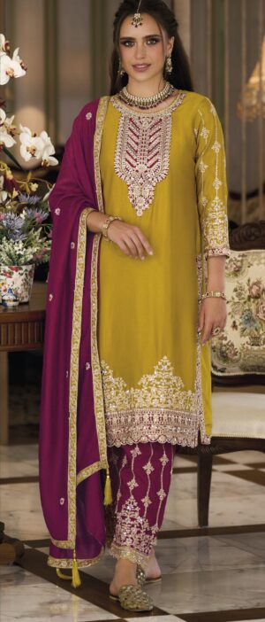 Yellow Salwar Suit with Maroon Combination