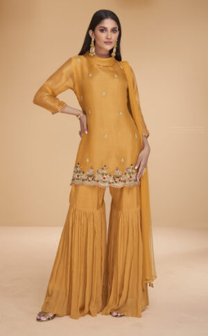 Haldi Dress for Bride Sister Yellow Sharara Suit Latest Design