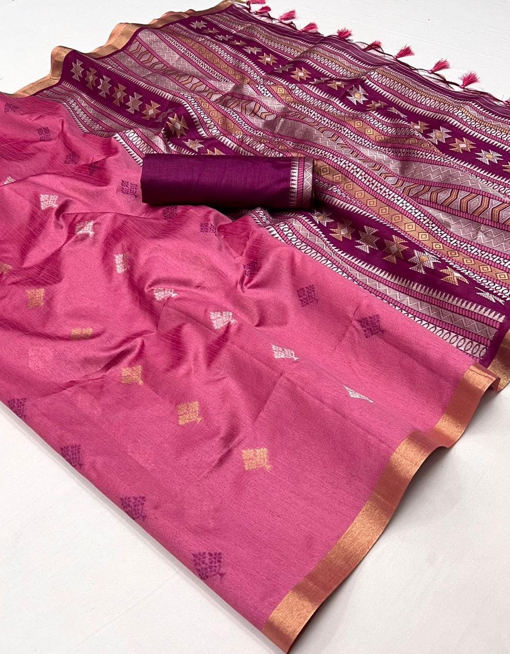 Handloom Silk Soft Silk Sarees for Magenta Red