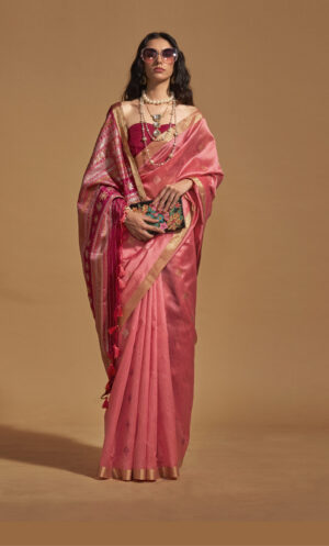 Handloom Silk Soft Silk Sarees for Wedding Pink Colour