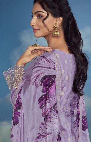 Indian Designer Party Wear Suits for Female Lilac Colour Salwar Suits