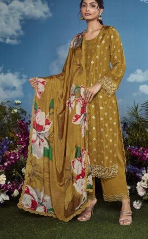Indian Designer Party Wear Suits for Female Mehandi Colour Suit