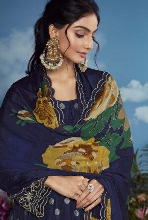 Indian Designer Party Wear Suits for Female Navy Blue Suit