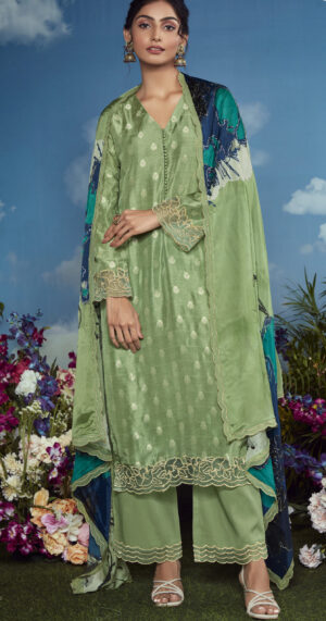 Indian Designer Party Wear Suits for Female Pastel Green Salwar Suits