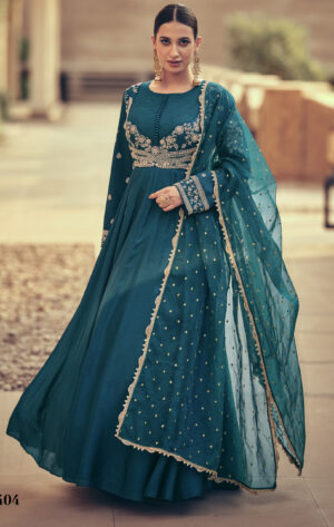 Latest Gown Design 2024 Sea Green Gown Design