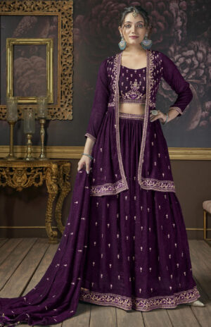 Lehenga with Short Jacket Cocacoal Colour