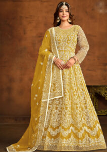 Maxi Yellow Gown for Haldi Ceremony for Bride Sister