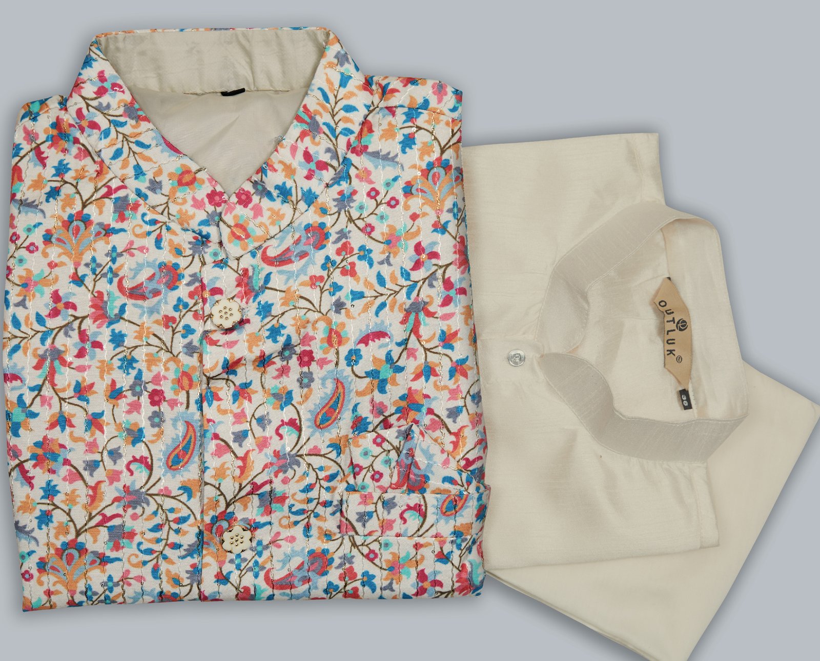 Nehru Jacket for Wedding Combinations Men Kurta Set Floral PrintJacket