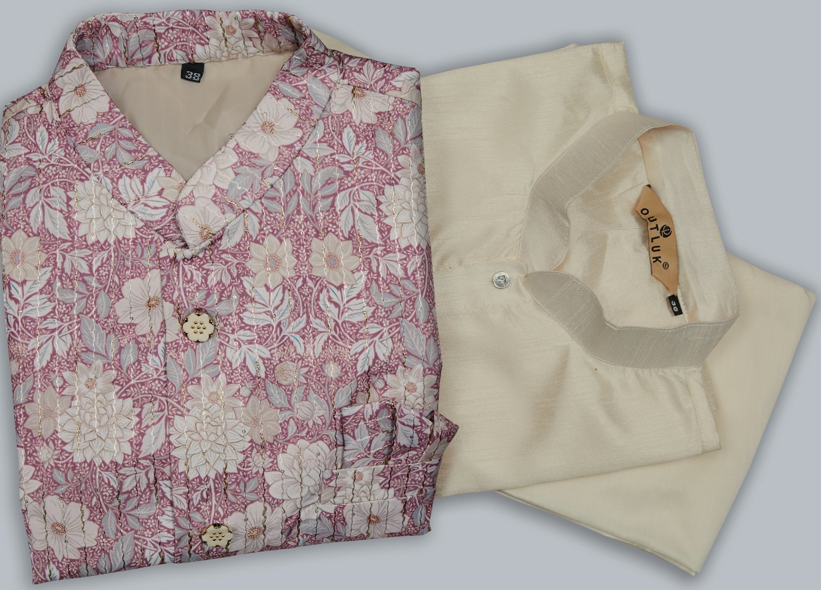 Nehru Jacket for Wedding Kurta Pajama Lilac Pink Combination