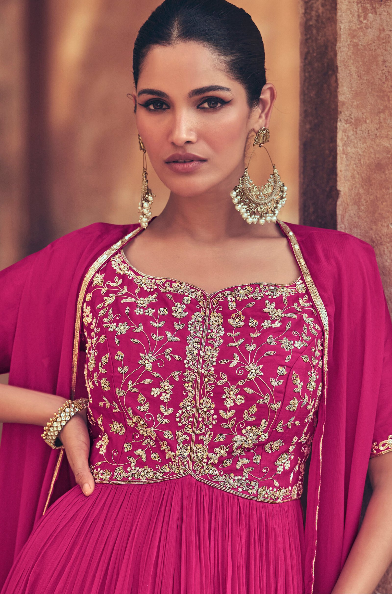 New Desigener Magenta Gown Party Wear