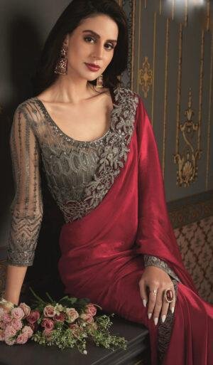 New Trend Sarees for Youngsters Party Wear Maroon Saree