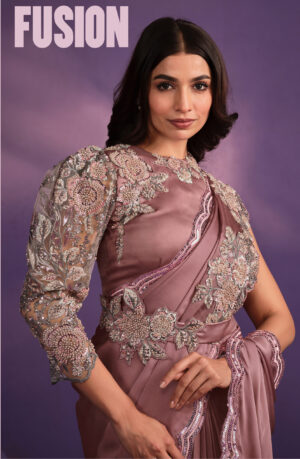 Party Wear Chiffon Saree with Designer Blouse Mauve Saree